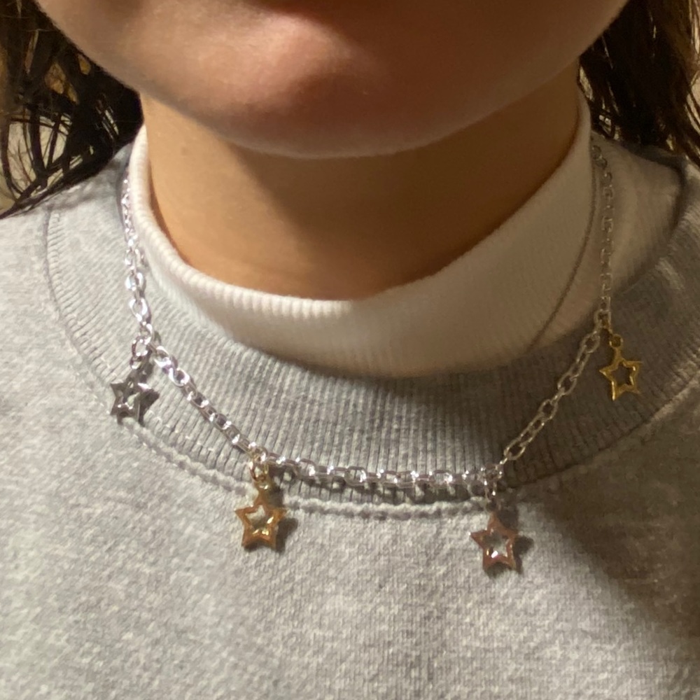 silver and gold star necklace